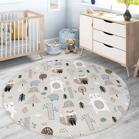Детски килим подходящ за пране ø120 cm Forest Friends – Mila Home