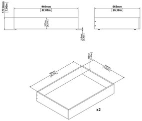 Бели чекмеджета за под леглото в комплект от 2 бр. 90x190/140x190 cm Naia – Tvilum