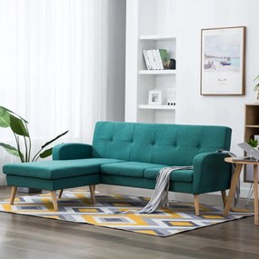 246999 vidaXL Ъглов диван, тапицерия от текстил, 186x136x79 см, зелен