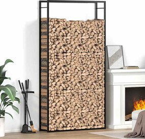 350311 vidaXL Стойка за дърва за огрев, черен мат, 110x28x214 см, стомана