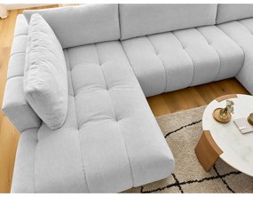 Светлосив сгъваем/с място за съхранение ъглов диван (ляв ъгъл/U форма) Fuji – Bobochic Paris