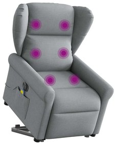 3303404 vidaXL Електрически изправящ масажен реклайнер стол светлосив текстил