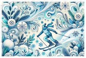 Картина на платно – Зимен скиор на склон