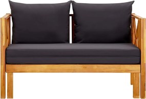310308 vidaXL 2-местна градинска пейка с възглавници, 122 см, акация масив