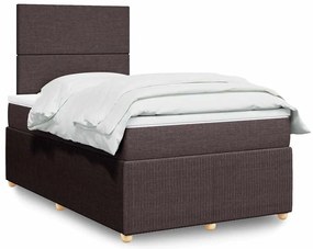 3294319 vidaXL Боксспринг легло с матрак, тъмнокафяво, 120x200 см, плат