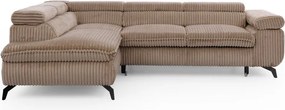 Кафяв ъглов диван от рипсено кадифе (ляв ъгъл L форма) Marbeya – Ropez