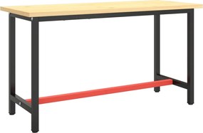 151451 vidaXL Рамка за работна маса матово черно и червено 140x50x79 см метал