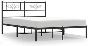 355266 vidaXL Метална рамка за легло с горна табла, черна, 135x190 см