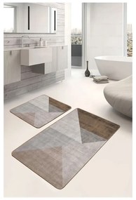 Сиви-кафяви кадифени килими за баня в комплект от 2 бр. 60x100 cm – Mila Home