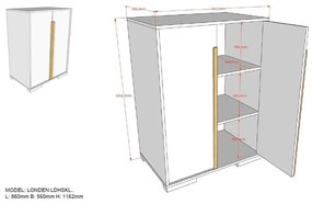 Тъмно сив детски шкаф 98x116 cm London - Vipack