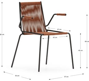 Теракотени метални трапезни столове в комплект с подлакътници/за подреждане 2 бр. Emily – Marckeric