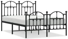 353454 vidaXL Метална рамка за легло с горна и долна табла, черна, 120x190 см