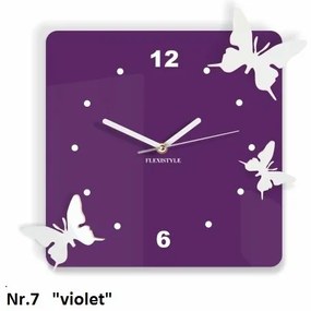 Стенен часовник с пеперуди лилаво
