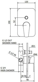 стена смесител за кран Teorema Velvet двойно - Хром
