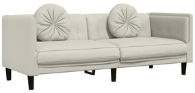 372649 vidaXL Диван с възглавници, 3-местен, кремав, кадифе