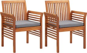 45970 vidaXL Градински трапезни столове с възглавници, 2 бр, акация масив
