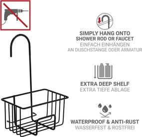 Черен висящ рафт за баня от неръждаема стомана Milito – Wenko