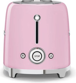 Тостер за хляб SMEG 50's Style TSF01PKEU, 950W, 2 филии, 6 нива, Тавичка за трохи, Вграден кабел, Неръждаема стомана, Розов