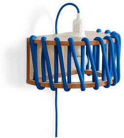 Синя стенна лампа с дървена конструкция, широчина 30 cm Macaron - EMKO