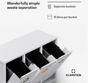 Klarstein Ordnungshüter 3, кошче за отпадъци, 45 литра, 3 контейнера за рециклиране, монтаж на стена
