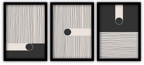 Комплект от 3 картини в черна рамка Черно 35 x 45 cm - Vavien Artwork