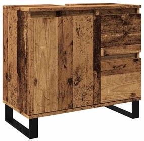 857229 vidaXL Шкаф за мивка за баня, старо дърво, 65x33x60см, инженерно дърво
