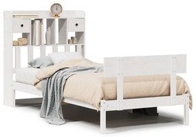 3321829 vidaXL Легло с етажерка за книги, без матрак, 90x200 см, бор масив