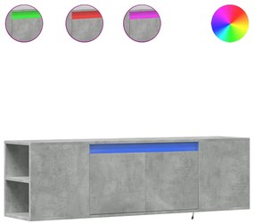 852386 vidaXL Стенен ТВ шкаф с LED осветление, бетонно сив, 135x31x39,5 см