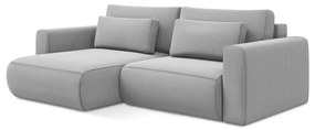 Светлосив кадифен разтегателен ъглов диван с място за съхранение (ляв ъгъл) Kapua – Makamii