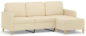 3201194 vidaXL 3-местен диван с табуретка, кремав, 180 см, текстил