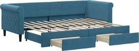 3197811 vidaXL Канапе с изтеглящо легло и чекмеджета синьо 80x200 см кадифе