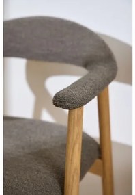 АДЭЛЕ Кафяво Taupe (тъкан Монза 40)/рамка Естествен дъб - ДЪРВЕН РЕТРО СТОЛ С БУКЛЕ ТАПИЦЕРИЯ ЗА ДНЕВНА / ТРАПЕЗАРИЯ / КУХНЯ