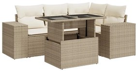 3326789 vidaXL Градински комплект диван с възглавници 5 части бежов полиратан