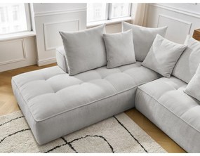 Светлосив шенилов ъглов диван (десен ъгъл/L форма) Whesley – Bobochic Paris