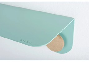 Стенен рафт от зелена стомана с детайли от дъбово дърво с 2 куки, дължина 60 см Hook - Gazzda