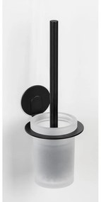 Матово черна самозалепваща стъклена четка за тоалетна Bivio – Wenko