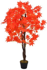 280195 vidaXL Изкуствено растение кленово дърво със саксия, червено, 120 см