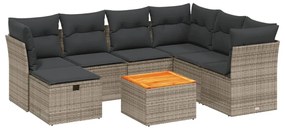 3264742 vidaXL Градински комплект диван с възглавници 8 части сив полиратан