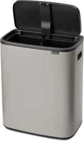 Кош за боклук Brabantia Bo Touch 1010456, 2x30 л, Плавно и безшумно отваряне, Голям отвор, Сив