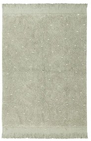 Светлозелен ръчно изработен памучен килим подходящ за пране 140x200 cm Woods Symphony Olive – Lorena Canals