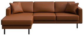 Ъглов диван от кафява кожа (ляв ъгъл) Kobo - MESONICA
