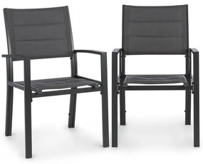 Blumfeldt Torremolinos, градински столове, 2 ks, алуминий, ComfortMesh, тъмносиви