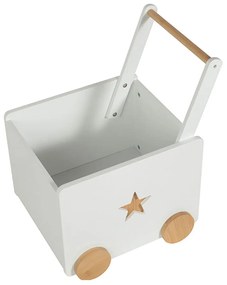 GINGER HOME Дървена кутия за играчки с колелца БЯЛА