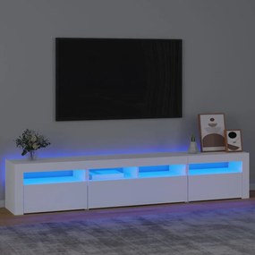 3152730 vidaXL ТВ шкаф с LED осветление, бял, 210x35x40 см