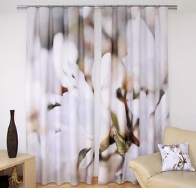 Луксозна бяла завеса с мотив на цветя Ширина: 160 см | Дължина: 250 см (в комплекта има 2 броя)