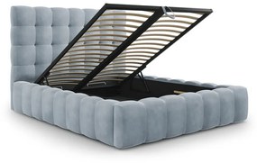 Светлосиньо тапицирано двойно легло с място за съхранение и решетка 140x200 cm Bali - Cosmopolitan Design