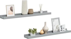 323935 vidaXL Рафтове за фоторамки, 2 бр, сиви, 60x9x3 см, МДФ