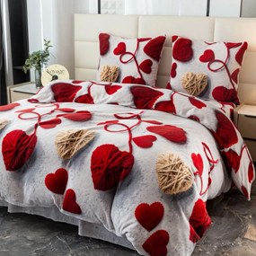 Топло плюшено спално бельо от микрофибър със сърца 3 časti: 1ks 200x220 + 2ks 70x80