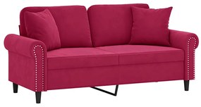 3200949 vidaXL 2-местен диван декоративни възглавници виненочервен 140 см