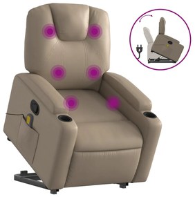 3204443 vidaXL Изправящ масажен наклоняем стол, капучино, изкуствена кожа
